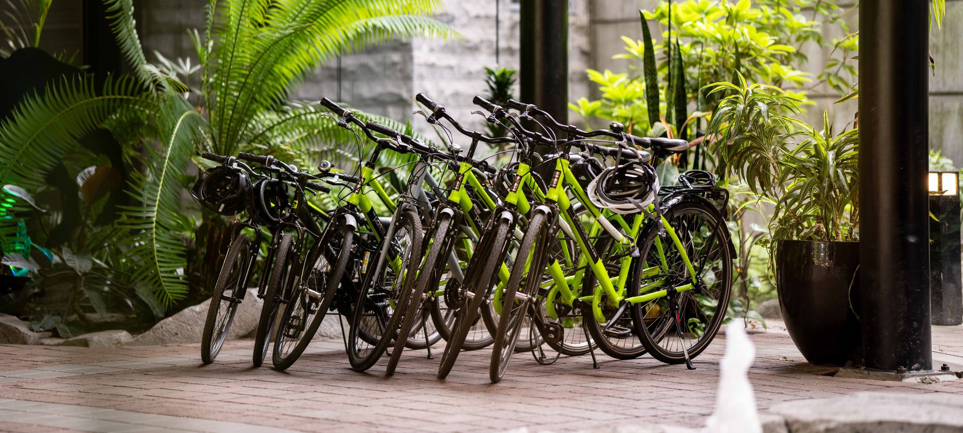 A Group Of Bikes Parked Outside A Building